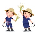 Illustration of professionÃ¢â¬â¢s costume of Thai farmer for kids Royalty Free Stock Photo